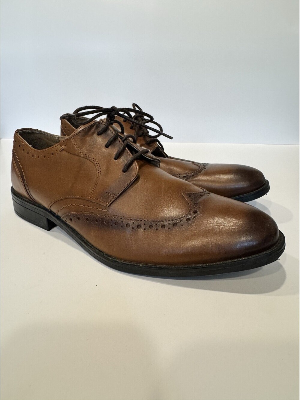 Stacy Adams Mens 10M Shoes Cognac Garrison Wingtip Leather Oxford Shoes